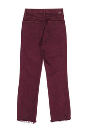 Current Boutique-Mother - Maroon Straight Leg Jeans w/ Frayed Hem Sz 4