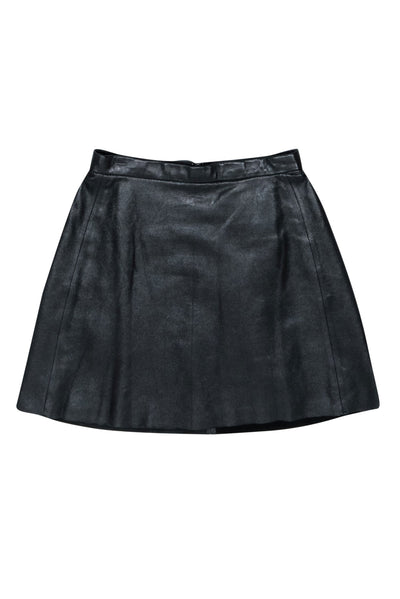 Current Boutique-Muubaa - Black Leather A-line Skirt Sz 8