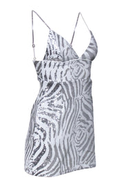 Current Boutique-NBD - Silver & White Sequin Sleeveless Mini Dress Sz XXS