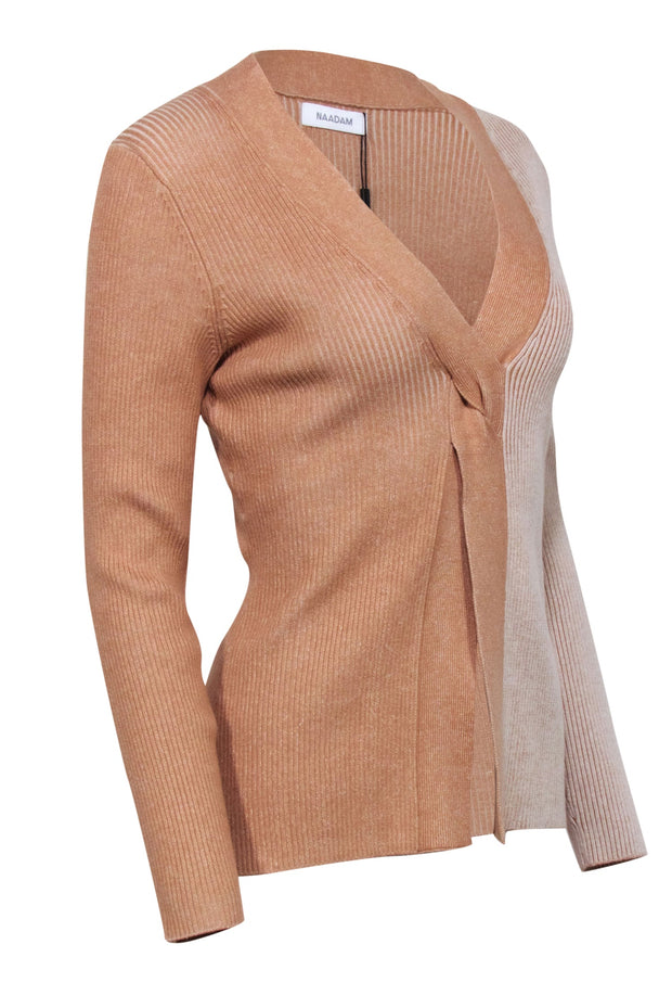 Current Boutique-Naadam - Camel & Beige Ribbed Knit Sweater Sz M