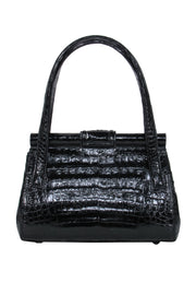 Current Boutique-Nancy Gonzalez - Black Crocodile Top Handle Shoulder Bag