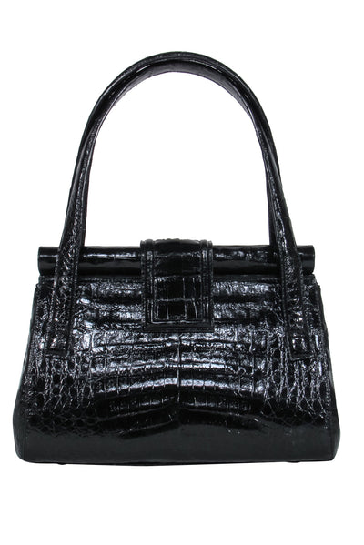 Current Boutique-Nancy Gonzalez - Black Crocodile Top Handle Shoulder Bag