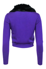 Current Boutique-Nanette Lepore - Purple Wool Sweater w/ Fur Collar Sz S