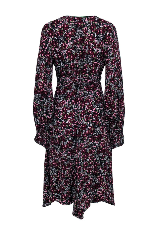 Current Boutique-Nicholas - Black w/ Burgundy Floral Print Dress Sz M/L