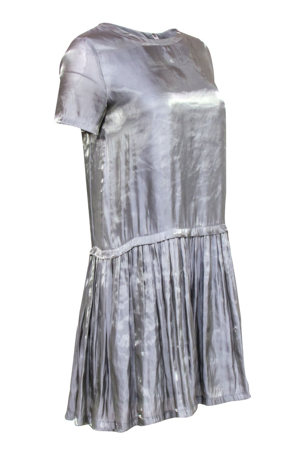 Current Boutique-Opening Ceremony - Grey Iridescent Short Sleeve Drop Waist Dress Sz 0