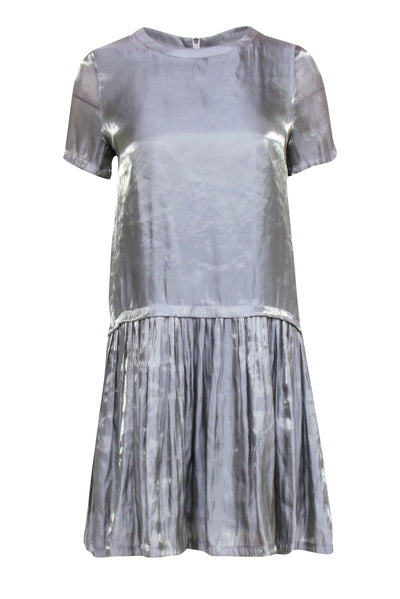 Current Boutique-Opening Ceremony - Grey Iridescent Short Sleeve Drop Waist Dress Sz 0