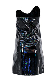 Current Boutique-Opera Sport - Black Iridescent Metallic Mini Strapless Dress Sz 8