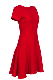 Current Boutique-Oscar de la Renta - Red Short Sleeve A-Line Dress Sz 4