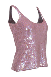 Current Boutique-Papell - Lavender Pink Knitted Silk Blend Sequins Tank Sz S