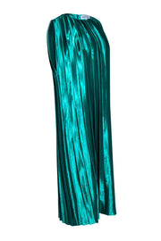 Current Boutique-Partow - Green Hammered Satin Pleated Dress Sz 4