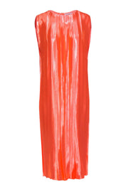Current Boutique-Partow - Orange Hammered Satin Pleated Dress Sz 6