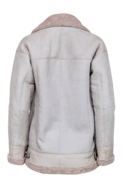 Current Boutique-Paul Stuart - Beige Leather & Suede Moto Jacket Sz 4