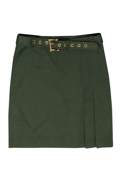 Current Boutique-Per Se - Olive Green Belted Knee Length Skirt Sz 6