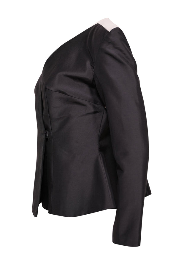 Current Boutique-Phuongmy - Black w/ Ivory Pleated Back Detail Blazer Sz 12