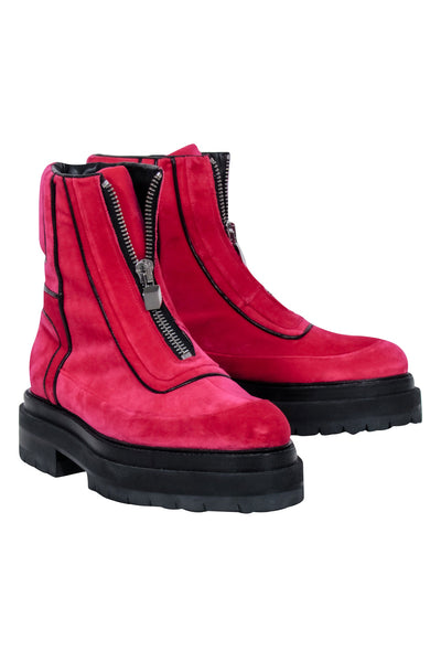 Current Boutique-Pierre Hardy - Hot Pink Velvet Platform Boots Sz 10