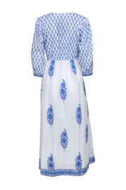 Current Boutique-Pink City Prints - White w/ Blue Floral Print Maxi Dress Sz XS/S
