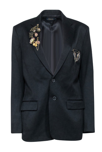 Current Boutique-Polo Ralph Lauren - Black Blazer w/ Button & Pin Embellishments Sz 8