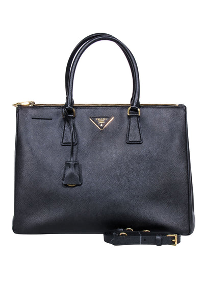 Current Boutique-Prada - Black Large Galleria Saffiano Leather Satchel Bag