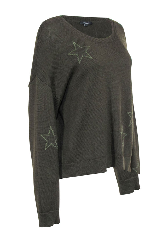 Current Boutique-Rails - Olive Scoop Neck Star Sweater Sz L
