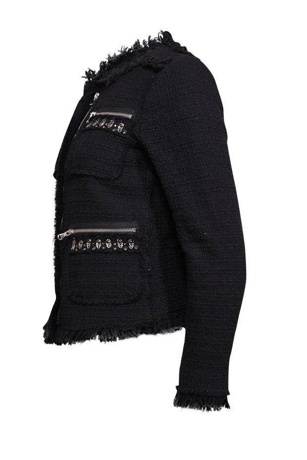 Current Boutique-Rebecca Taylor - Black Tweed Blazer w/ Silver-Tone Hardware Sz 8