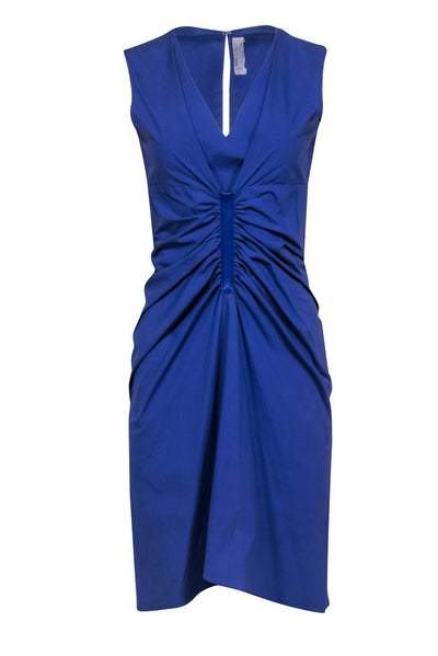 Current Boutique-Reed Krakoff - Purple Ruched Middle V Neckline Sleeveless Dress Sz 4