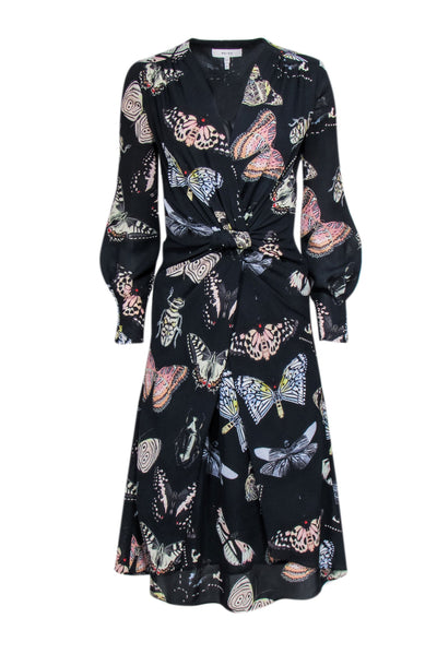 Current Boutique-Reiss - Black Multi Color Butterfly Knot Front Dress Sz 2