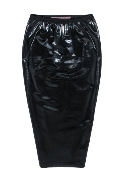 Current Boutique-Rick Owens - Black Patent Leather Midi Skirt Sz 4