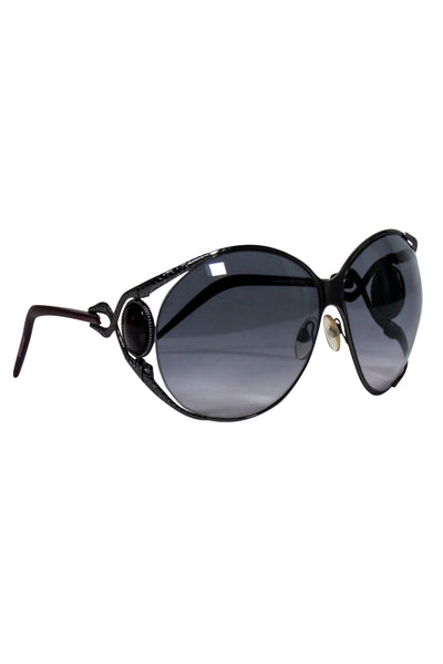 Current Boutique-Roberto Cavalli - Gunmetal Frames w/ Maroon Legs Sunglasses