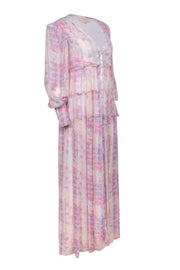 Current Boutique-Rococo Sand - Light Pink & Purple Metallic "Etre" Maxi Dress Sz S