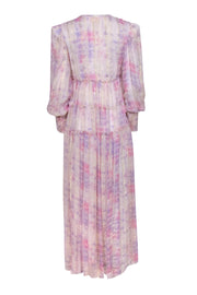 Current Boutique-Rococo Sand - Light Pink & Purple Metallic "Etre" Maxi Dress Sz S