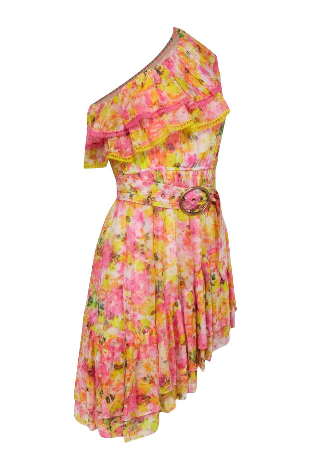 Current Boutique-Rococo Sand - Yellow Floral One Shoulder Dress Sz XS