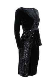 Current Boutique-Rumor London - Black Velvet & Sequin Dress Sz XS