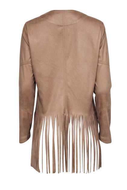 Faux suede deals fringe cardigan