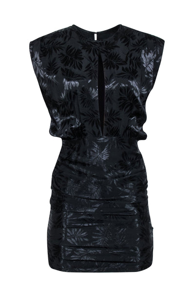 Current Boutique-Sabina Musayev - Black Floral Textured Key Hole Detail Sz S