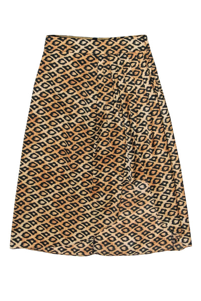 Current Boutique-Scotch & Soda - Tan & Black Print Side Pleated Skirt Sz XS