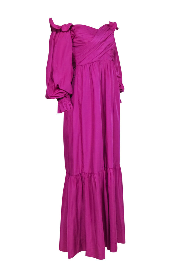 Current Boutique-Self-Portrait - Purple Taffeta Off The Shoulder Formal Dress Sz 6