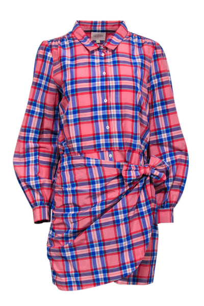Current Boutique-Sezane - Pink & Blue Plaid Long Sleeve Button Front Sz 10