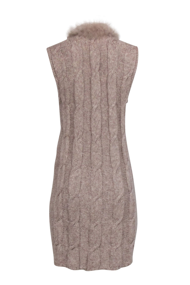 Current Boutique-Simply Natural - Beige Knit Fuzzy Trim Vest Sz One Size