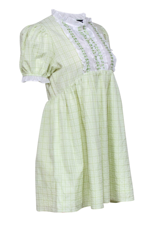 Current Boutique-Sister Jane - Pastel Green Gingham Puff Sleeve Dress Sz M