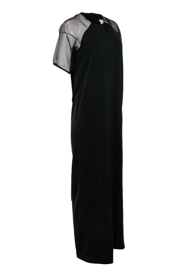 Current Boutique-Solace London - Black Short Mesh Sleeved Shift Gown Sz 4