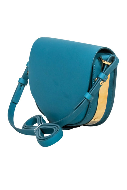 Sophie Hulme Teal Leather Mini Crossbody Bag Current Boutique