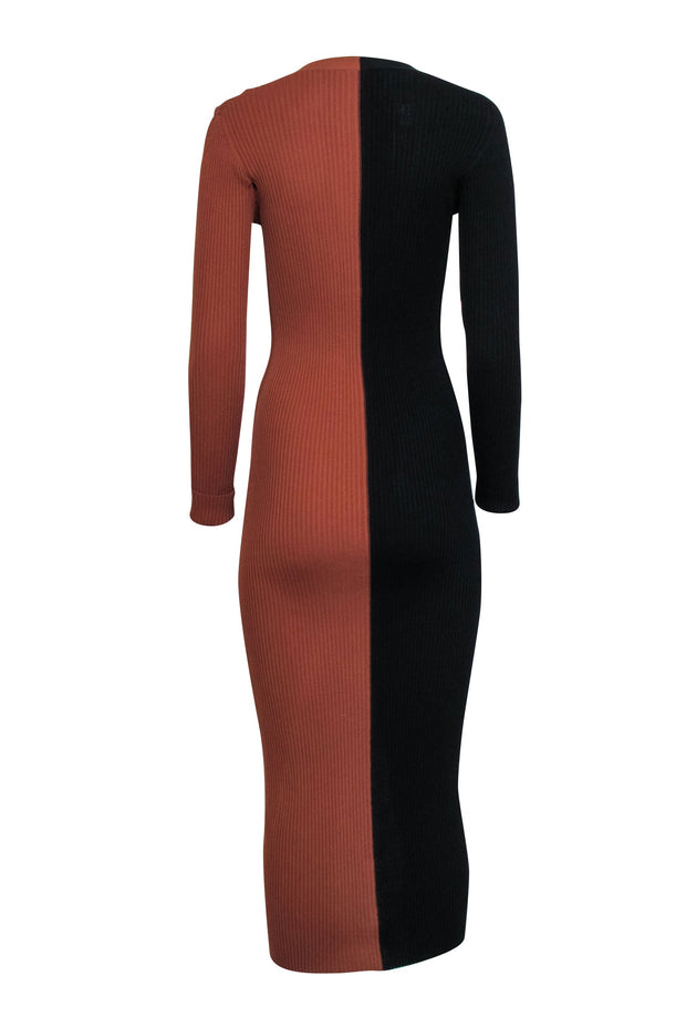 Current Boutique-Staud - Brown & Black Color Block Ribbed Knit Dress Sz S