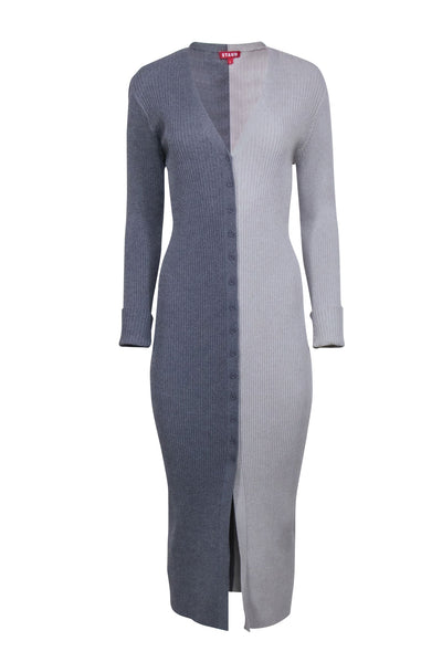 Current Boutique-Staud - Grey Knit Two-Tone Maxi Dress Sz L