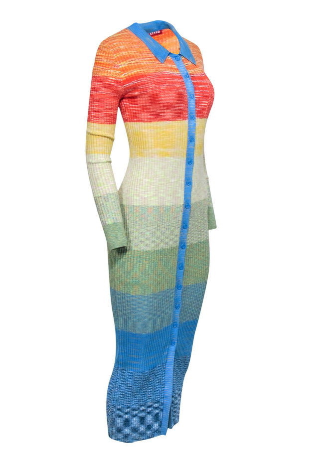 Current Boutique-Staud - Multi Colored Ribbed Knit Maxi Sweater Dress Sz M