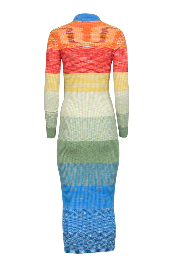 Current Boutique-Staud - Multi Colored Ribbed Knit Maxi Sweater Dress Sz M