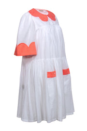 Current Boutique-Stella Nova - White Seersucker Dress w/ Orange Trim Sz 6