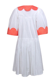 Current Boutique-Stella Nova - White Seersucker Dress w/ Orange Trim Sz 6