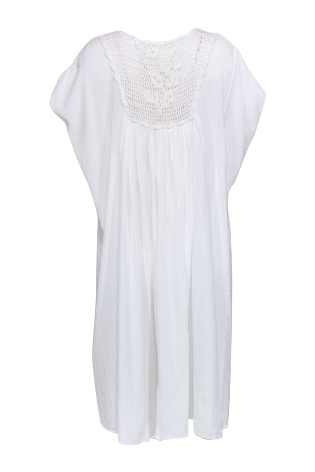Current Boutique-Suzie Kondi - White Cotton Crotchet Caftan Dress Sz S