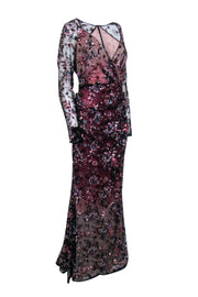 Current Boutique-Talbot Runhof - Black & Pink Embroidered Overlay Gown Sz 6