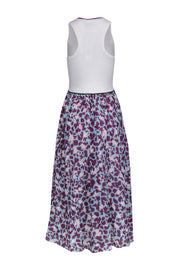 Current Boutique-Tanya Taylor - Ivory Sleeveless Knit Bodice w/ Purple Printed Bottom Dress Sz M